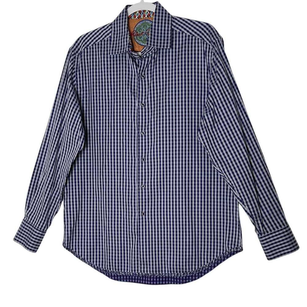 Robert Graham Shirt Men Medium‎ Plaid Colorful Long Sleeve Bottom Up  Formal